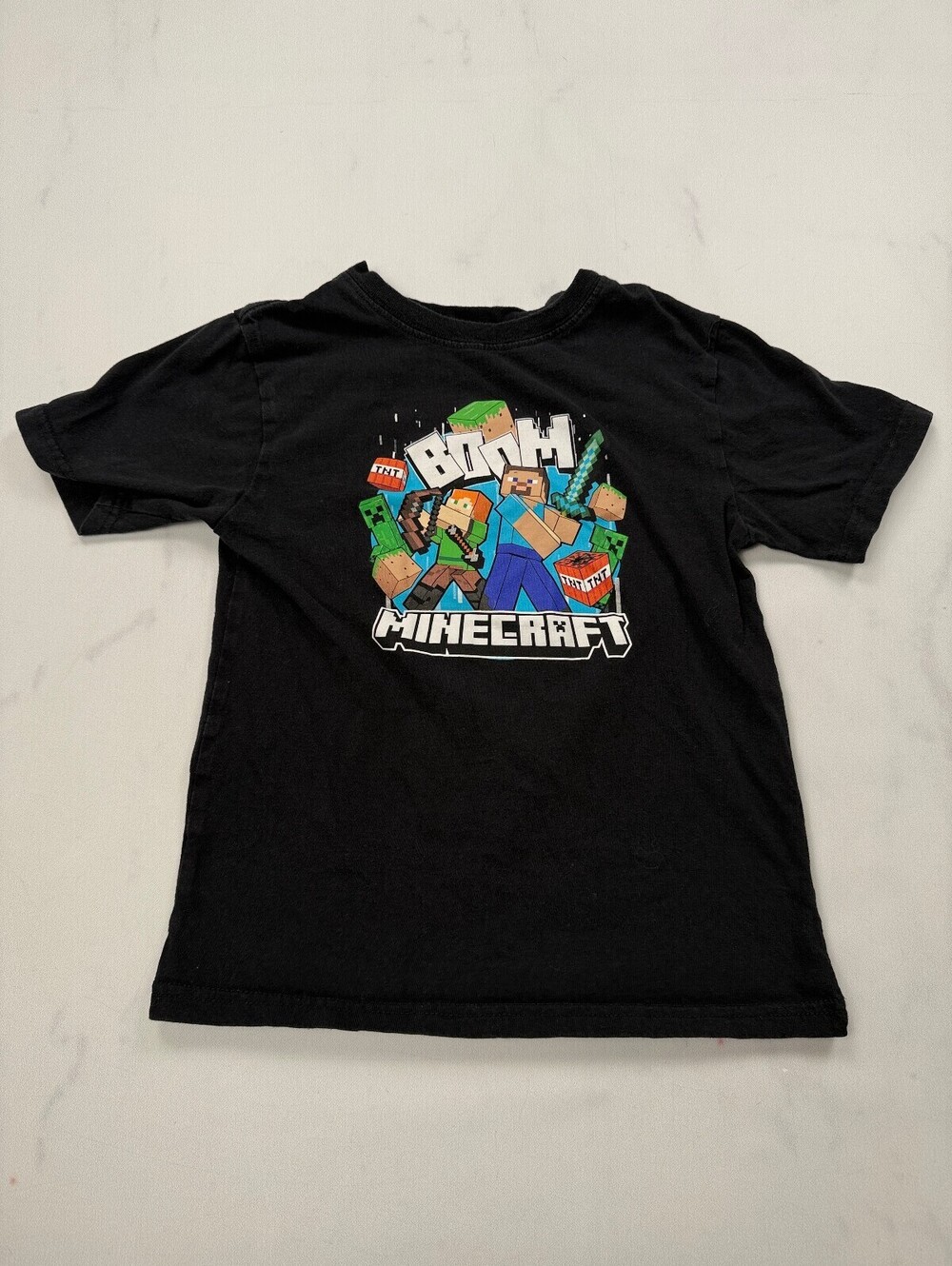 Minecraft Graphic Tee T Shirt Black Current Printed - Boys 7